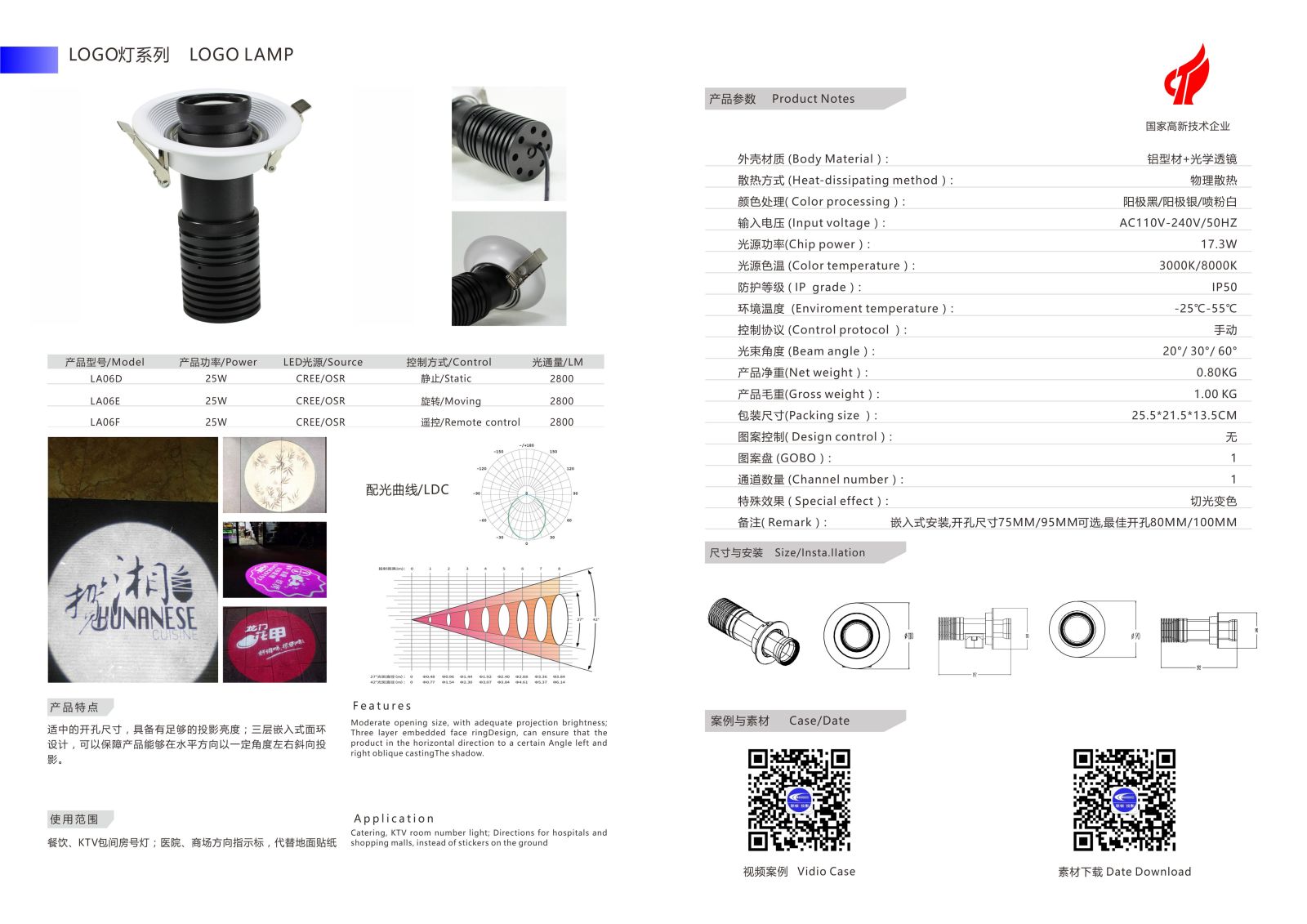 Đèn chiếu Logo Âm Trần LA06D 25W 1 Đèn chiếu Logo Âm Trần LA06D 25W
