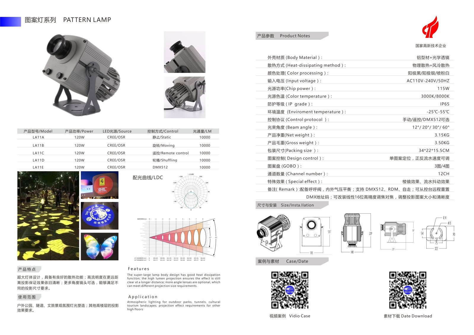Đèm chiếu logo LA11C Ống vuông 120W