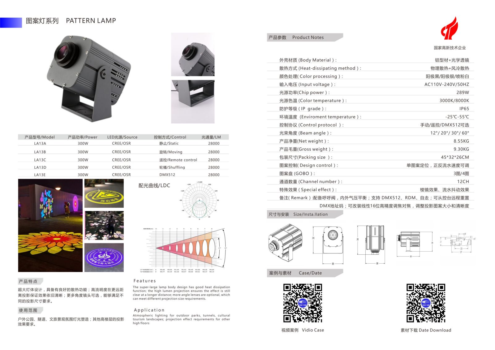 Đèn chiếu Logo LA13C Ống vuông 300W